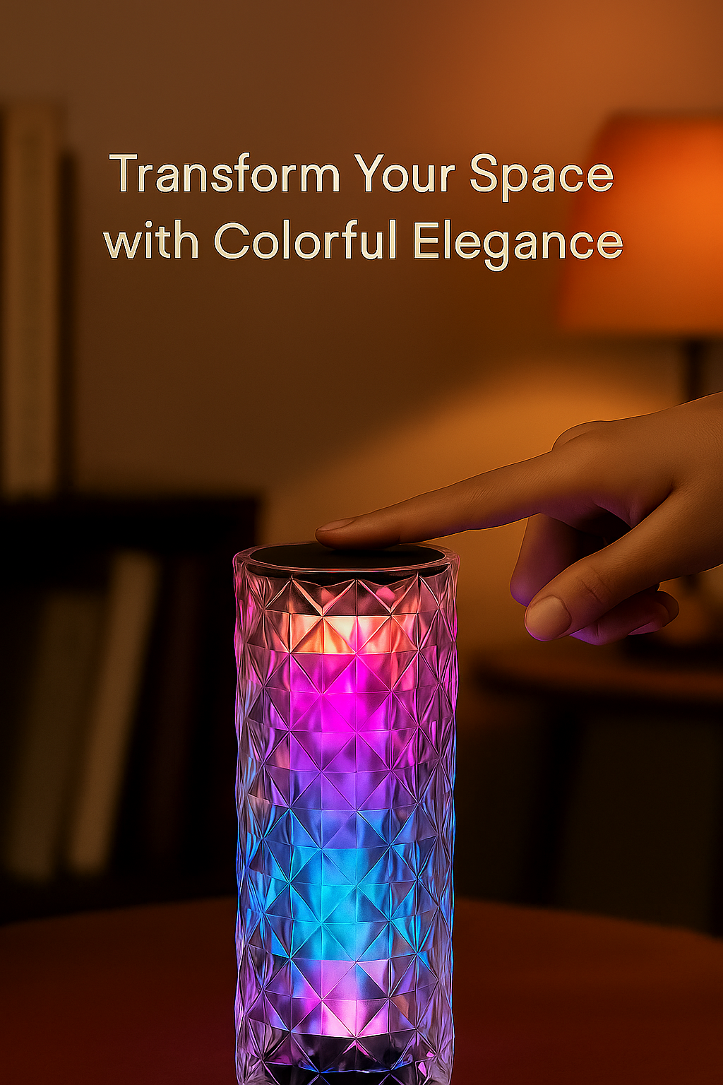 GlowNest™ 8-Color Touch Crystal Lamp – Diamond-Cut Luxury LED Light