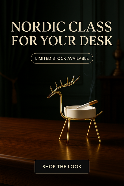 Luxury Reindeer Ashtray Holder – Nordic Style Ceramic & Metal Decor