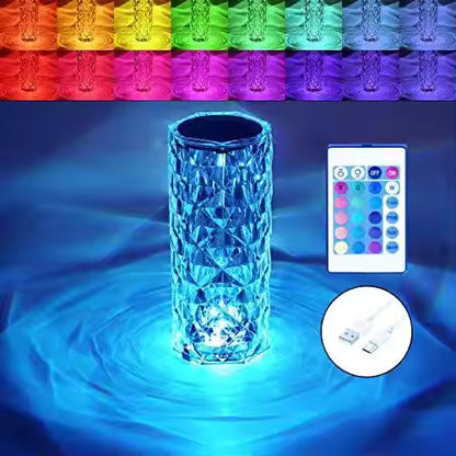 GlowNest™ 8-Color Touch Crystal Lamp – Diamond-Cut Luxury LED Light