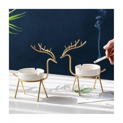 Luxury Reindeer Ashtray Holder – Nordic Style Ceramic & Metal Decor