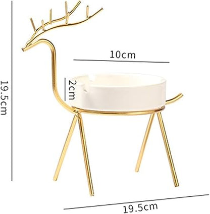 Luxury Reindeer Ashtray Holder – Nordic Style Ceramic & Metal Decor