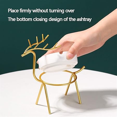 Luxury Reindeer Ashtray Holder – Nordic Style Ceramic & Metal Decor