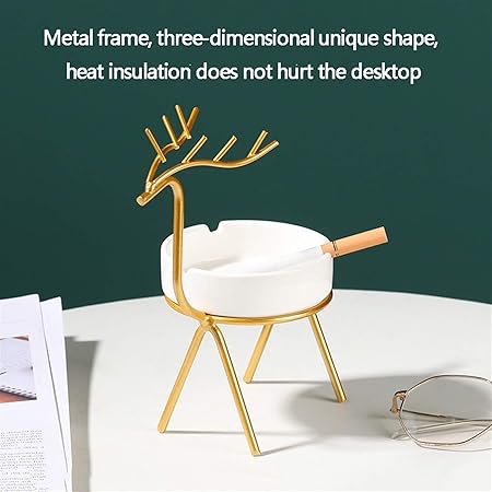 Luxury Reindeer Ashtray Holder – Nordic Style Ceramic & Metal Decor